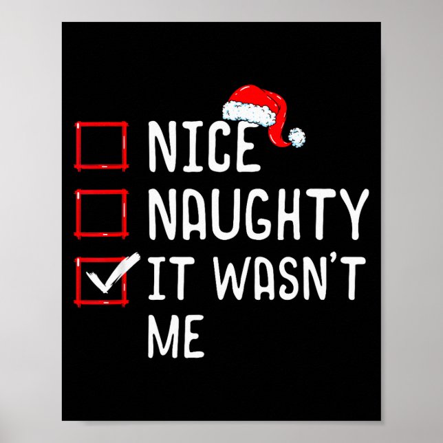 Poster Nice Naughty It Wasn't Me Christmas List  (Frente)