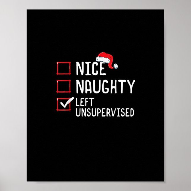 Poster Nice Naughty Left Unsupervised Christmas List   (Frente)