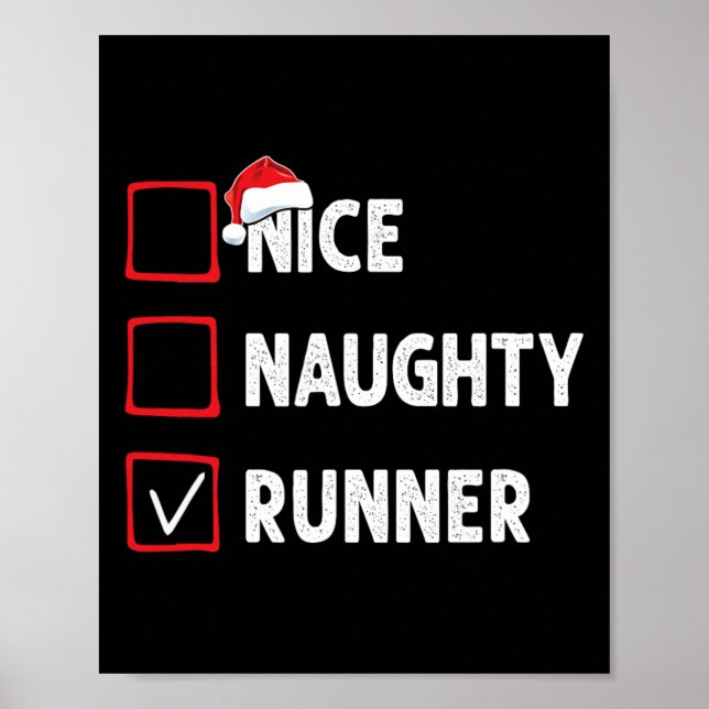 Poster Nice Naughty Runner Running Womens Mens Funny Chri (Frente)