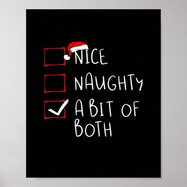 Poster Nice Naughty Santa Hat Humor Vibe  (Frente)