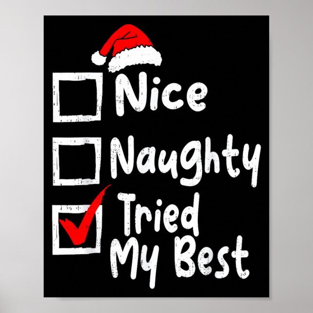 Poster Nice Naughty Tried My Funny Christmas List Family  (Frente)
