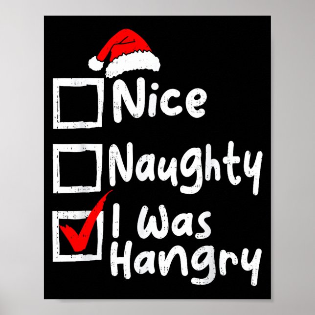 Poster Nice Naughty Was Hungry Funny Christmas List Famil (Frente)