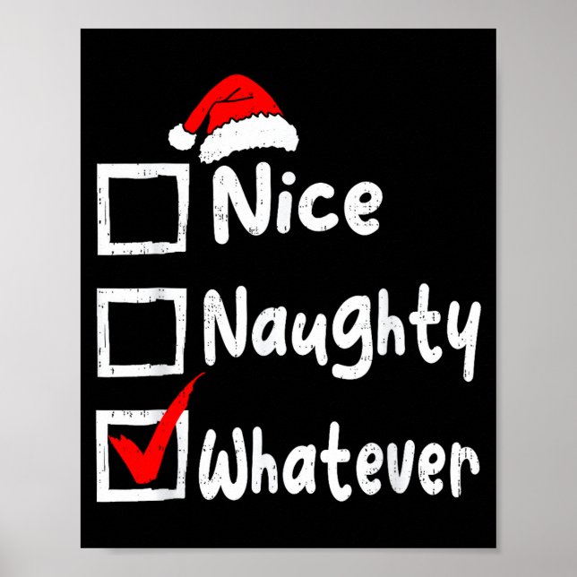 Poster Nice Naughty Whatever Funny Christmas List Family  (Frente)