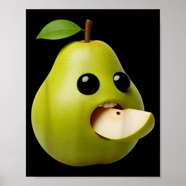 Poster Niche Fruits Funny Pear Meme Brainrot Surreal  (Frente)