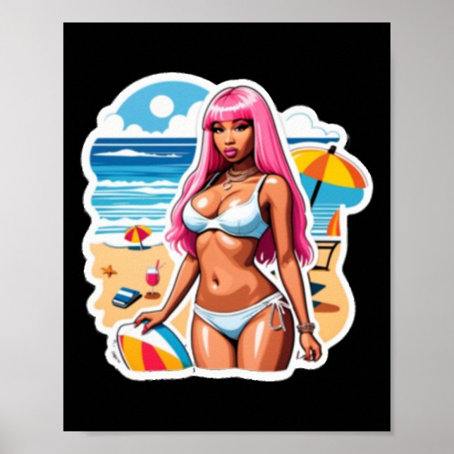 Poster Nicki Minaj Beach Sticker (Frente)