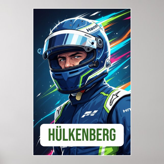 Poster Nico Hülkenberg Racing Helmet Vector – Motorsport  (Frente)