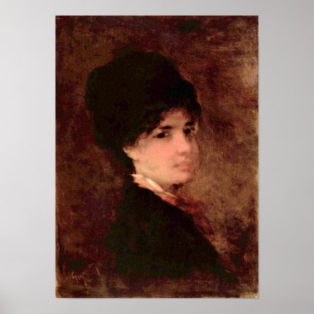 Pôster Nicolae Grigorescu - Retrato de uma Mulher (Frente)
