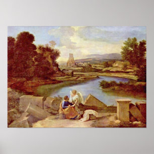 Pôster Nicolas Poussin - paisagem com St Matthew