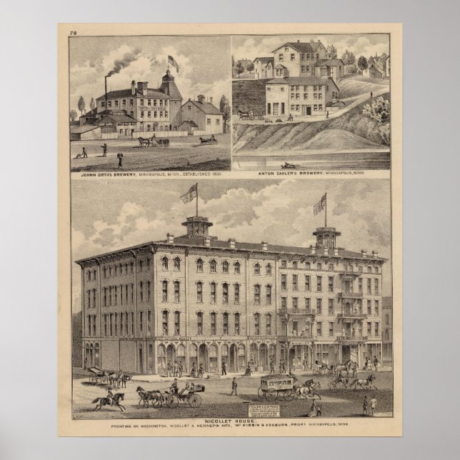 Pôster Nicollet House, Orth's Brewery, Minnesota (Frente)