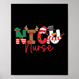 Poster Nicu Christmas Shirt Nicu Enfermeira Festa Xmas Ni