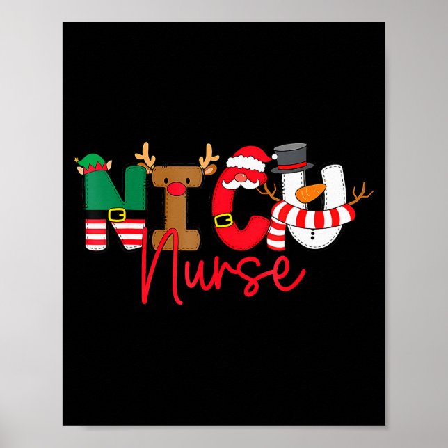 Poster Nicu Christmas Shirt Nicu Nurse Xmas Party Nicu Nu (Frente)
