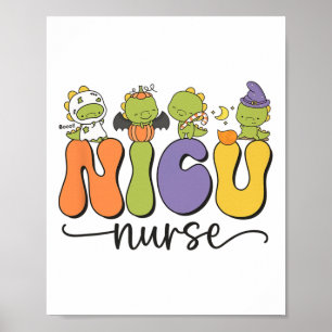 Poster Nicu Enfermeira Dinossaur Halloween Pumpkin Neonat