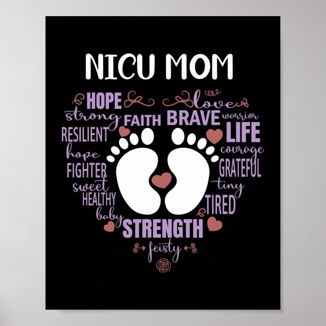 Poster NICU Mom Awareness Month for Mommy Mama Mother's (Frente)