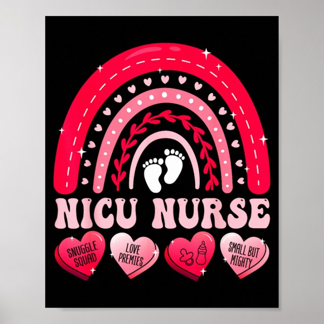 Poster Nicu Nurse Valentines Day Rainbow Neonatal Rn Hear (Frente)