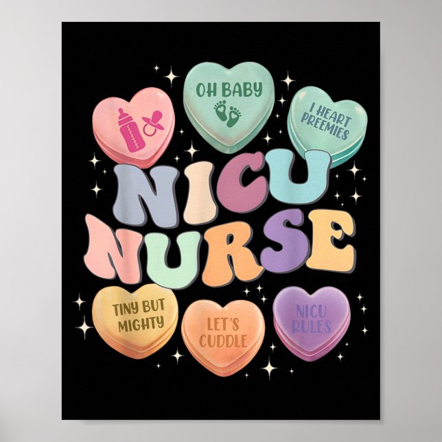 Poster Nicu Valentine Nicu Nurse Valentines Day Icu Nurse (Frente)