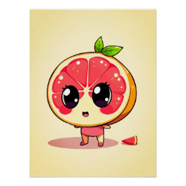 Pôster Niedlicher Grapefruit-Charakter