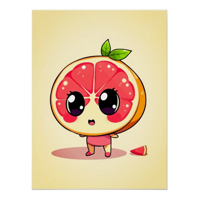 Pôster Niedlicher Grapefruit-Charakter (Frente)