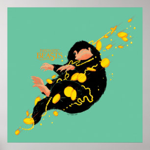Poster Niffler Flutuando Com Dourado