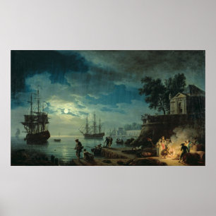 Pôster Night: A Port in the Moonlight, 1748