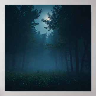 Poster Night Forest Moonlight
