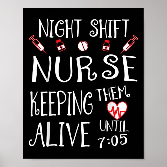 Poster Night Shift Nurse Funny Nursing Hostal Funny Rn Qu (Frente)