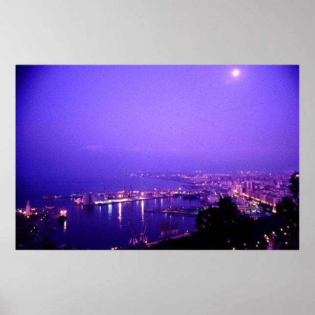 Pôster Night time, Malaga, Spain (Frente)