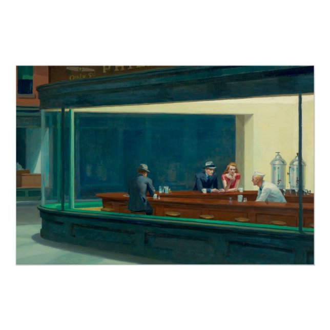 Pôster Nighthawks 1942 por Edward Hopper (Frente)