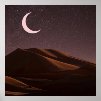 Poster Nighttime Desert Half Moon