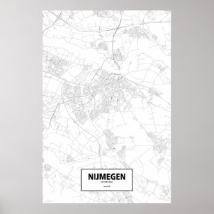 Poster Nijmegen, Países Baixos (preto no branco)