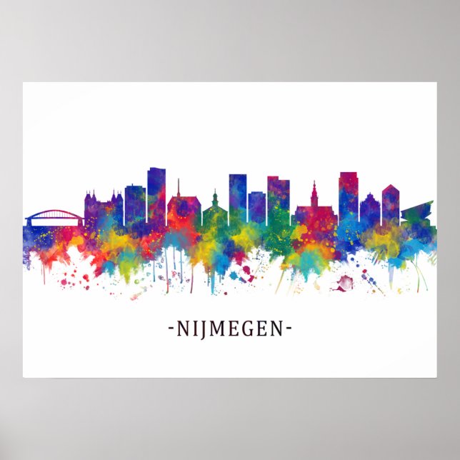 Poster Nijmegen Países Baixos Skyline (Frente)