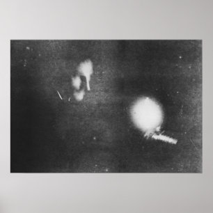 Poster Nikola Tesla com bulbo fosforescente, 1894