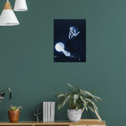 Poster Nikola Tesla Demonstrando Energia Sem Fios C 1900