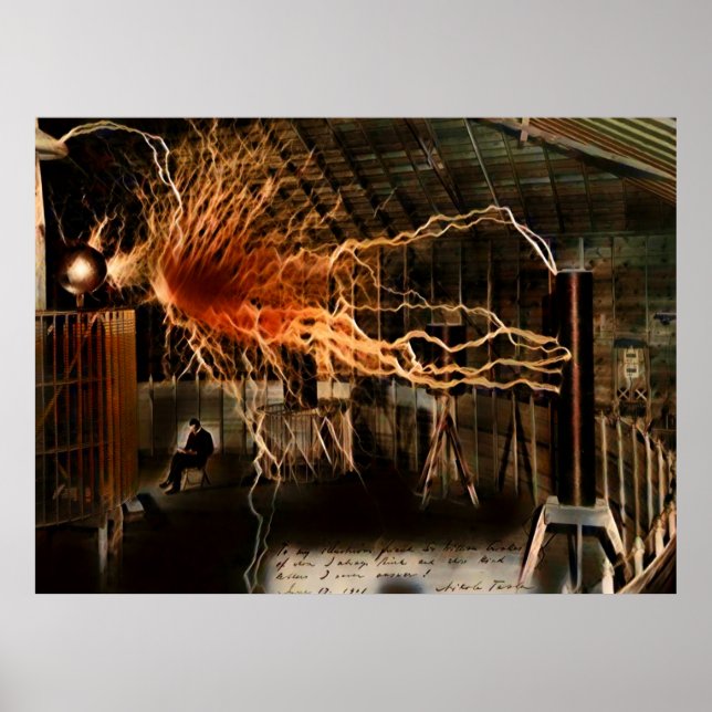 Poster Nikola Tesla Homem do Mistério Cor Redux (Frente)