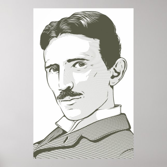 Poster Nikola Tesla Portrait (Frente)