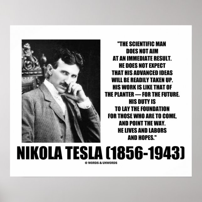 Poster Nikola Tesla Scientific Man Não Tem Imediato (Frente)