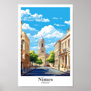 Poster Nimes France - Ilustração de Viagens vintage de Ar