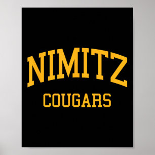 Poster Nimitz Segundo grau Hs Houston Tx Retro Sports