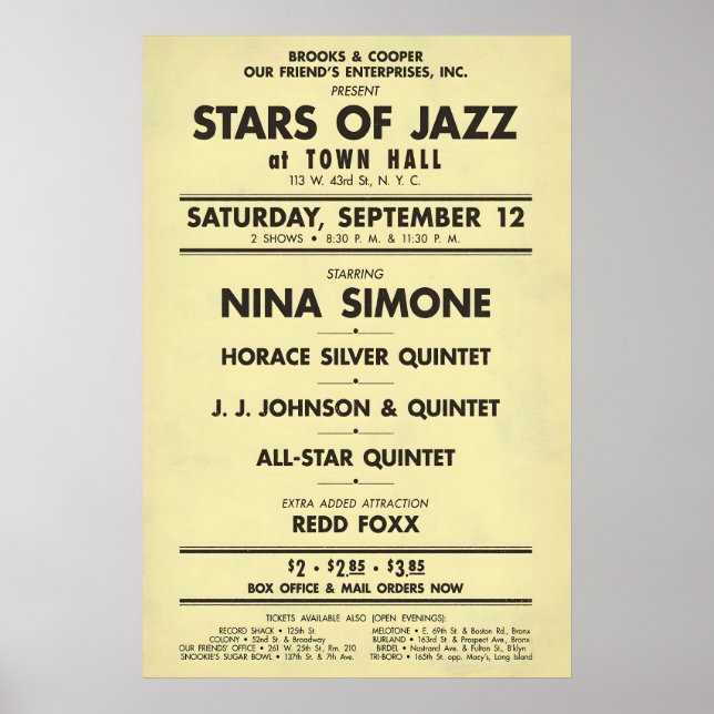 Poster Nina Simone - Horace Silver - J.J. Johnson jazz (Frente)