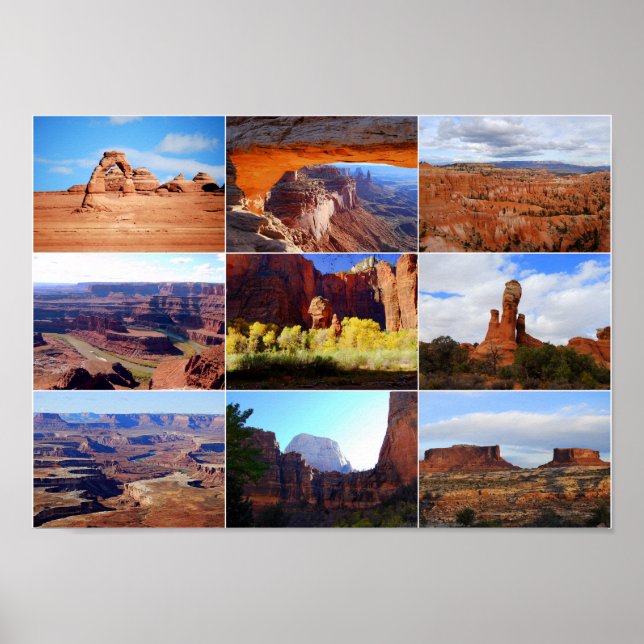 Pôster Nine Utah Landmarks (Frente)