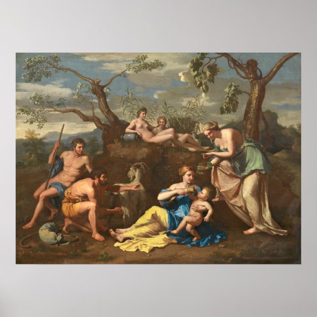 Poster Ninfas e Crianças Júpiter - Nicolas Poussin Fine A (Frente)
