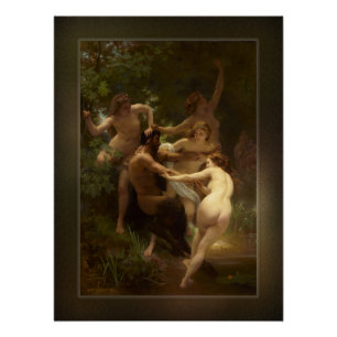 Pôster Ninfas e Satyr por William-Adolphe Bouguereau