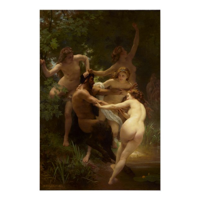 Pôster Ninfas e Satyr por William-Adolphe Bouguereau (Frente)