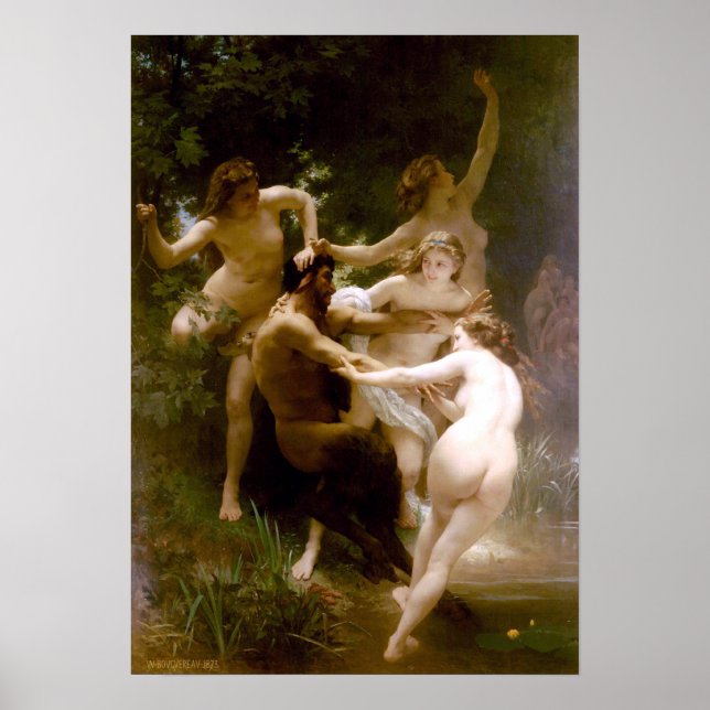 Pôster Ninfas e Satyr, William-Adolphe Bouguereau (Frente)