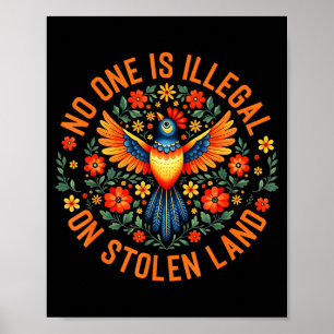 Poster Ninguém é Ilegal em Terra Roubada Indígena America