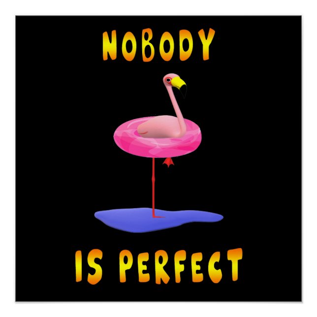 Pôster Ninguém é perfeito - flamingo com anel de natação (Frente)