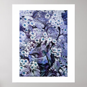 Poster NINHO DE PÁSSARO, branco azul