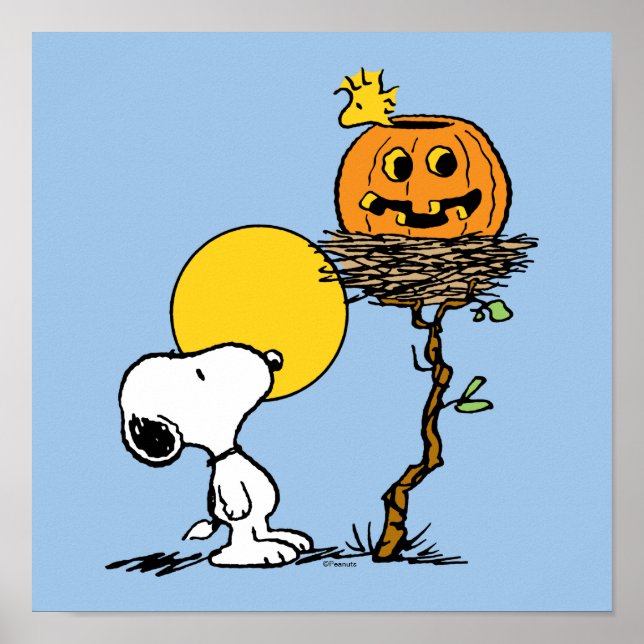 Poster Ninho de Snoopy & Woodstock com Jack O' Lanterna (Frente)