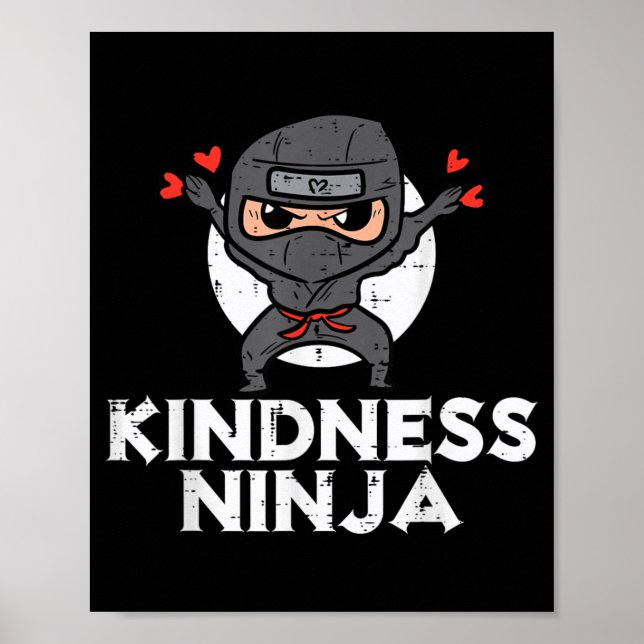 Poster Ninja Bondade Crianças Divertidas Dia Anti Bullyin (Frente)