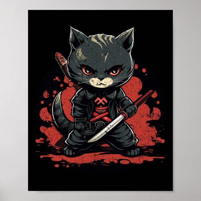 Poster Ninja Cat Samurai Cat (Frente)