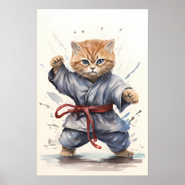 Poster Ninja Cat: Um guerreiro de aquarela fofa e feroz (Frente)
